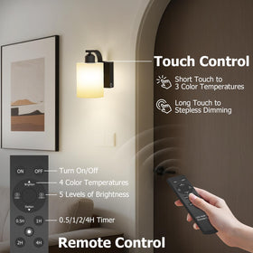 iThird wall sconce touch-control close-up demonstrates seamless color temperature and brightness control