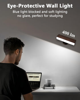 iThird wood finish wall light adds warm decor and practical lighting.