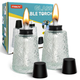 ITISBLTN 2-pack glass torch body shows premium build and visible fuel level.