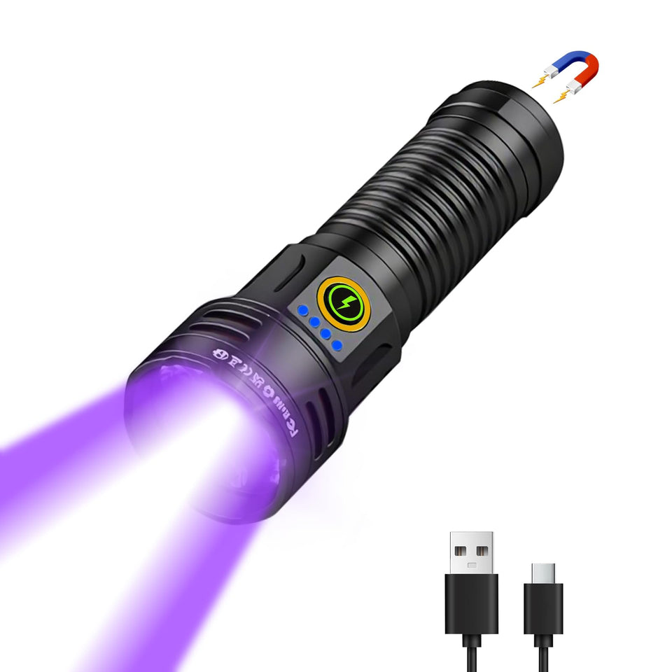 iToncs 2-in-1 UV flashlight with 365nm beam for stain detection and resin curing tasks.