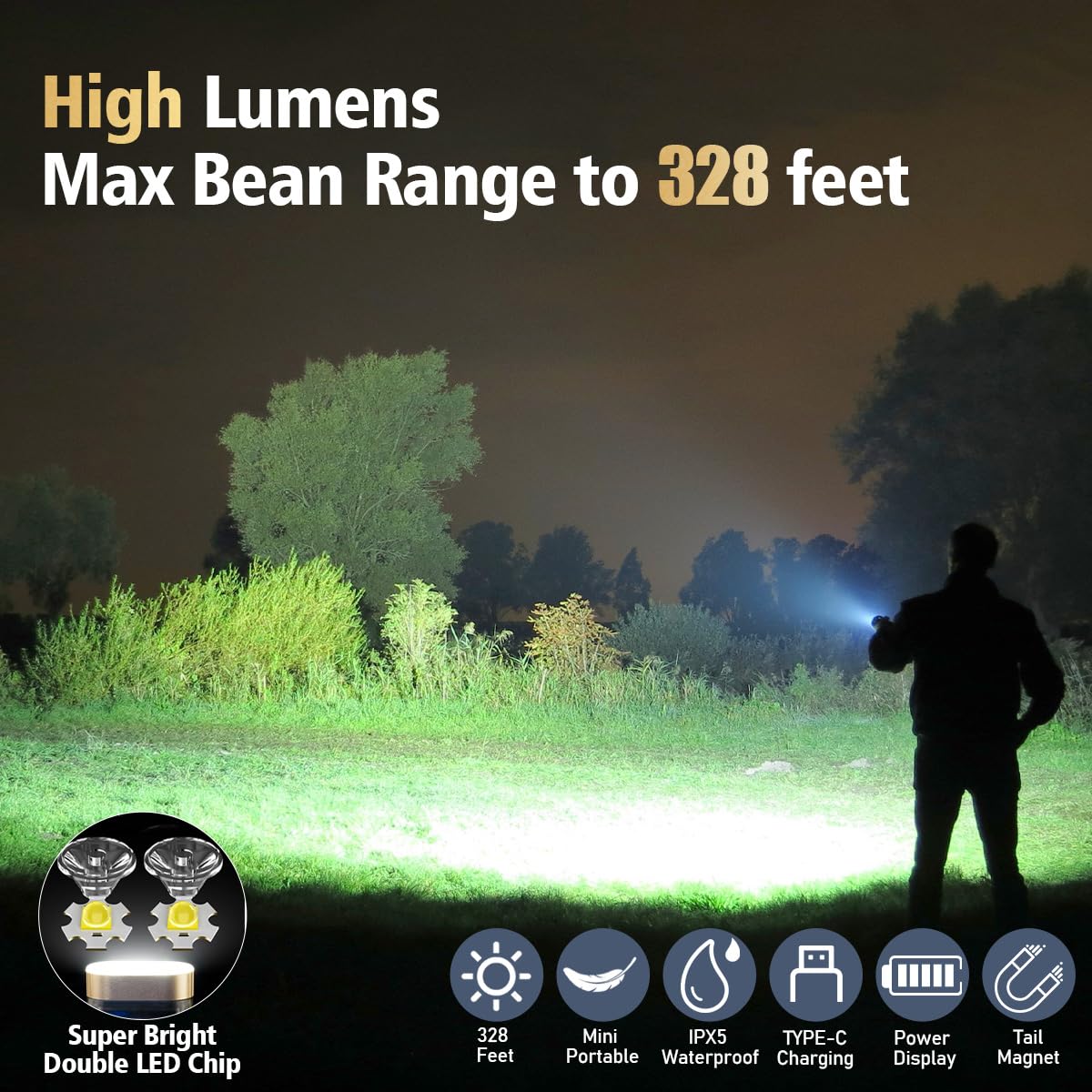 iToncs tail-magnet flashlight can attach securely to metal surfaces.