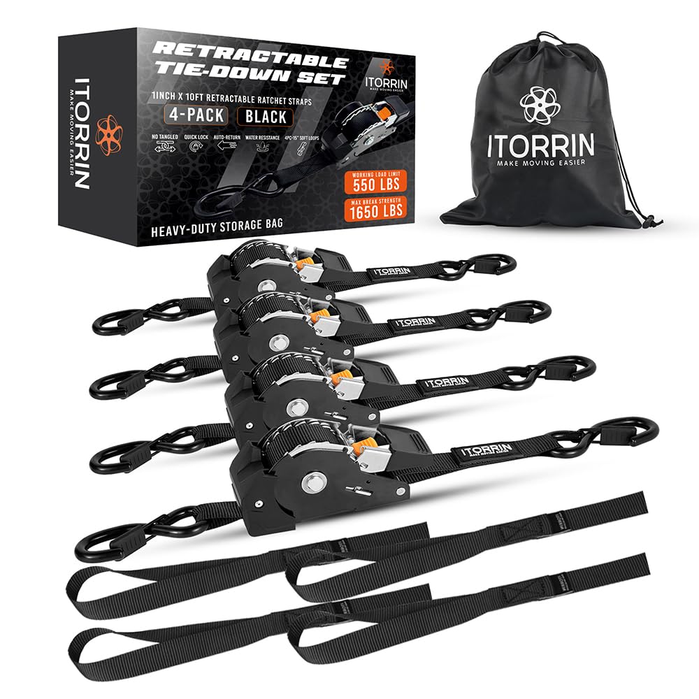 ITORRIN retractable strap in action securing cargo safely.