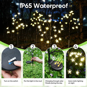 IUEECEN cherry blossom close-up showing 20 LEDs per stake