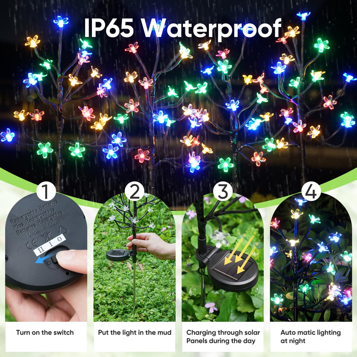 IUEECEN solar flowers along a garden path provide soft illumination