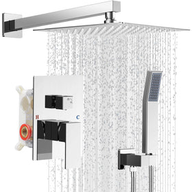 IUERASD 10-inch square rainfall head provides wide coverage for a relaxing rinse