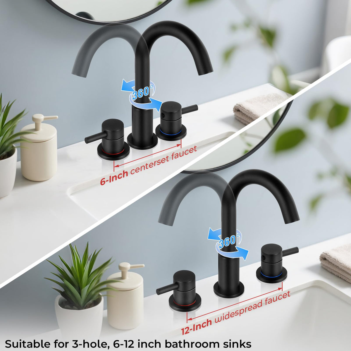 IUERASD 360° swivel spout allows flexible sink access.