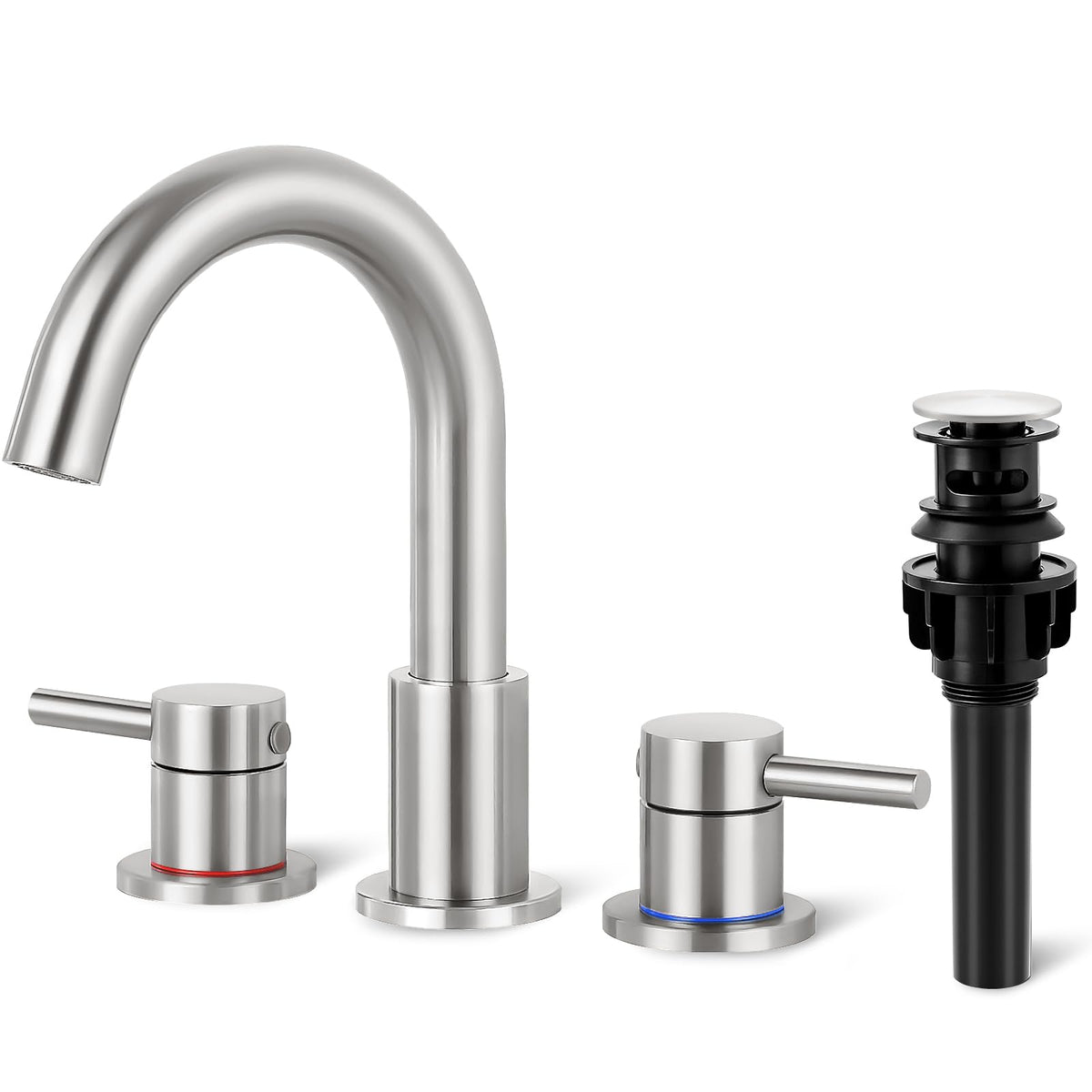 IUERASD bathroom faucet assembly shows simple 3-hole installation with included parts