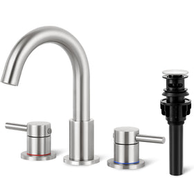 IUERASD bathroom faucet assembly shows simple 3-hole installation with included parts