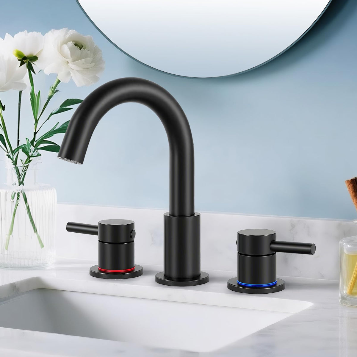 IUERASD matte black bathroom faucet with a durable finish for modern bathrooms.
