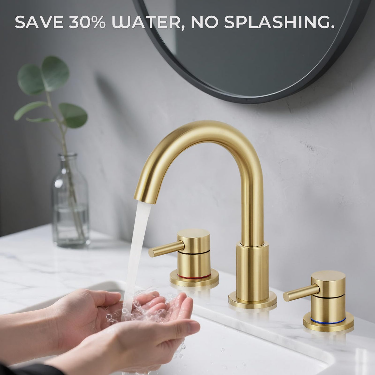 IUERASD two-handle temperature control for precise hot and cold adjustments.