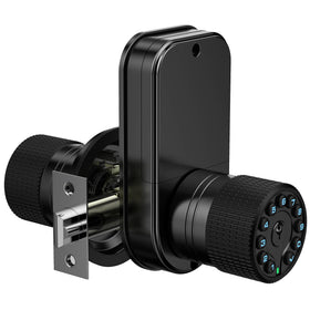 iuknob double-sided keypad door knob with dual cylinders for two-way access.