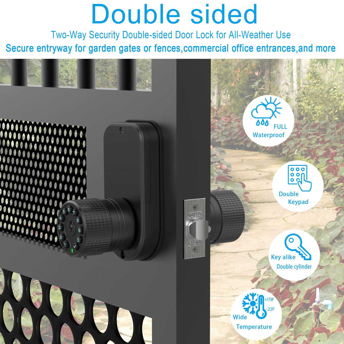 iuknob dual-cylinder keyless entry lock enabling identical keys for multiple doors.