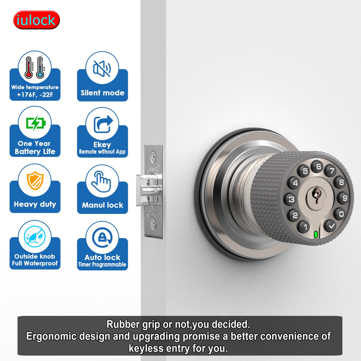 iulock keypad illuminated display for easy access in low light.