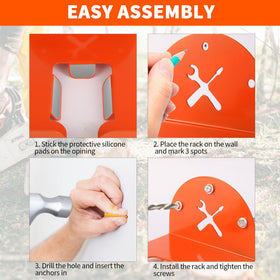 iulrtba Orange powder-coated rack protects tools and resists wear.