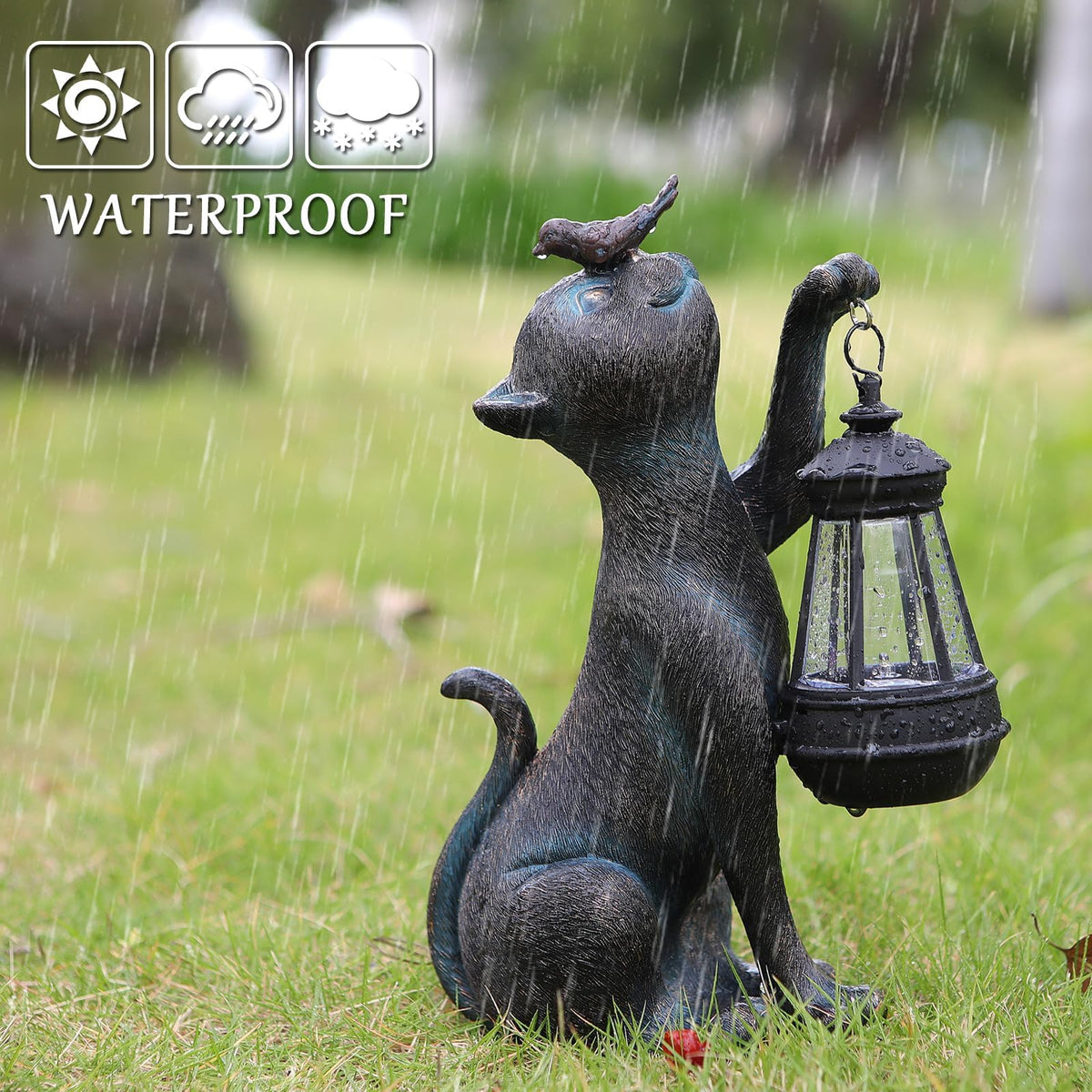 IVCOOLE cat statue crafted to be durable and weather resistant