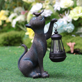 IVCOOLE cat statue shown on garden porch display for outdoor viewing