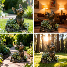 IVCOOLE resin dog statue in bronze finish withstands weather