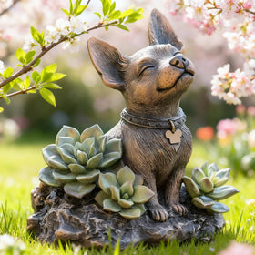 IVCOOLE solar dog garden statue with outdoor light adds yard charm