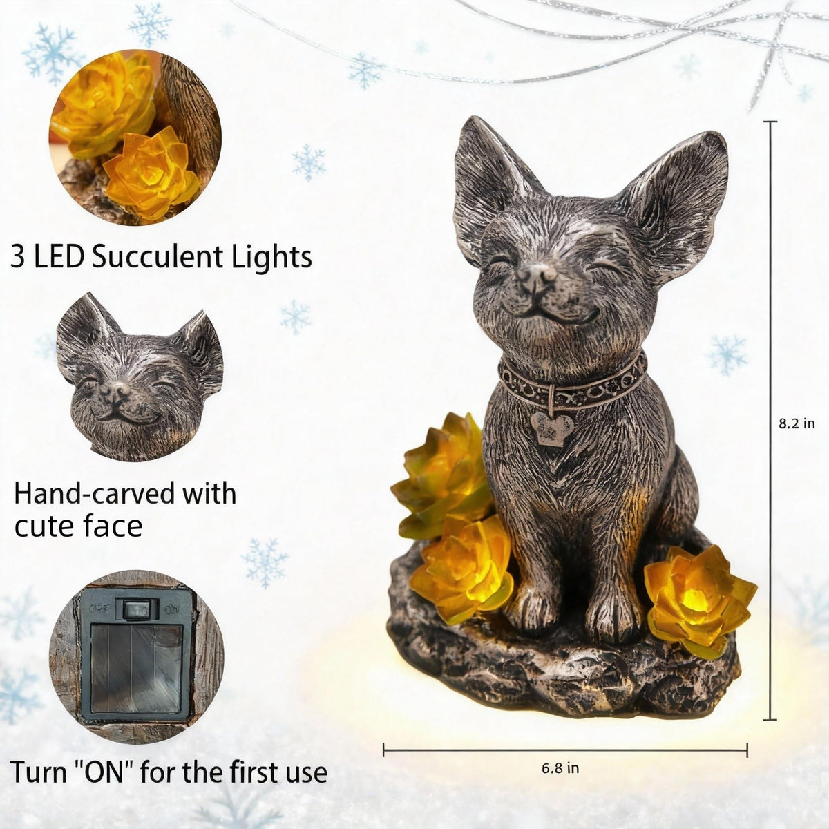 IVCOOLE waterproof IP44 dog statue endures rain and sun