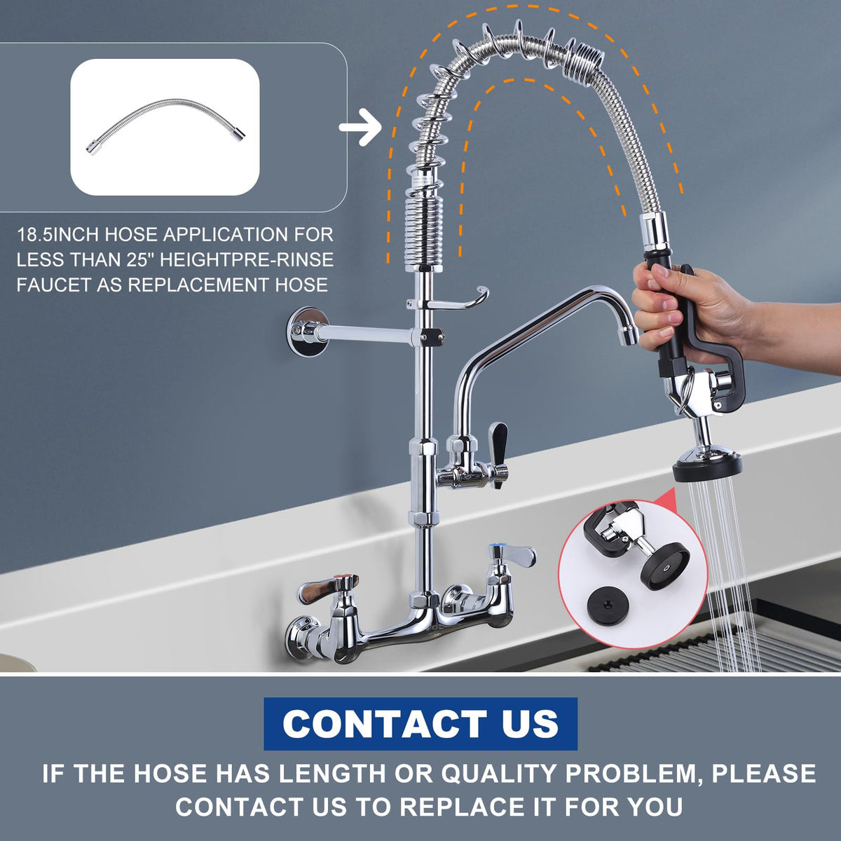 IVIGA add-on swing spout reaches 9.6 inches for flexible cleaning.