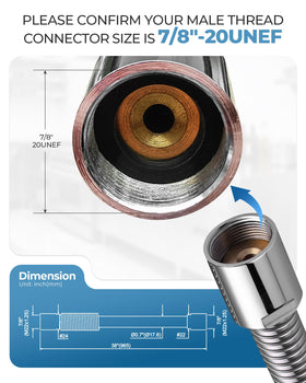 IVIGA pre-rinse hose kit 38-inch with rotatable connectors for tangle-free operation