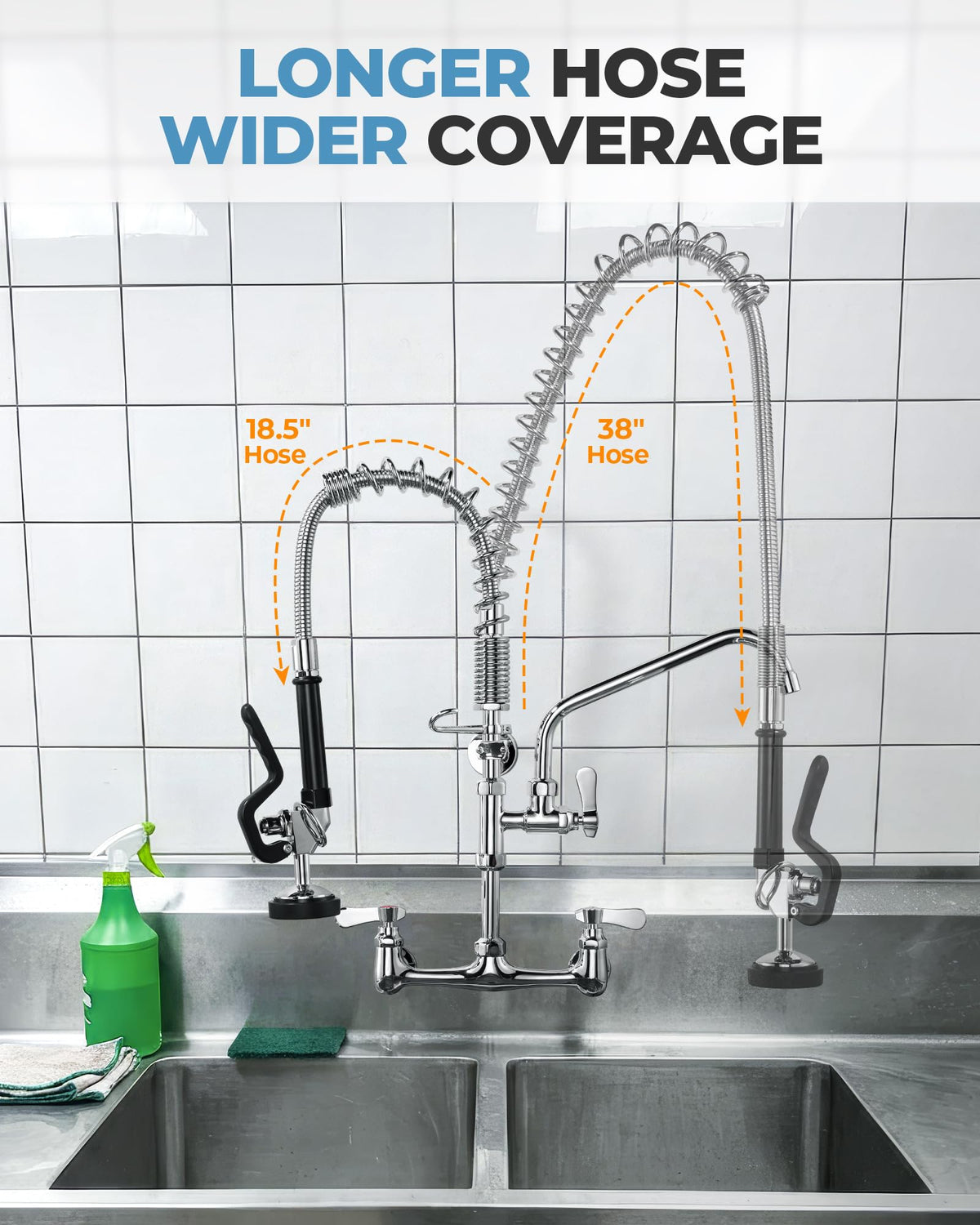 IVIGA stainless steel hose showing flexible design ideal for quick kitchen faucet repairs
