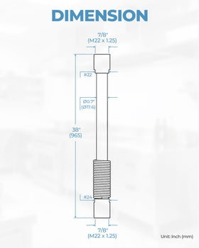 IVIGA 38-inch pre-rinse hose ready for wall-mounted or countertop setups