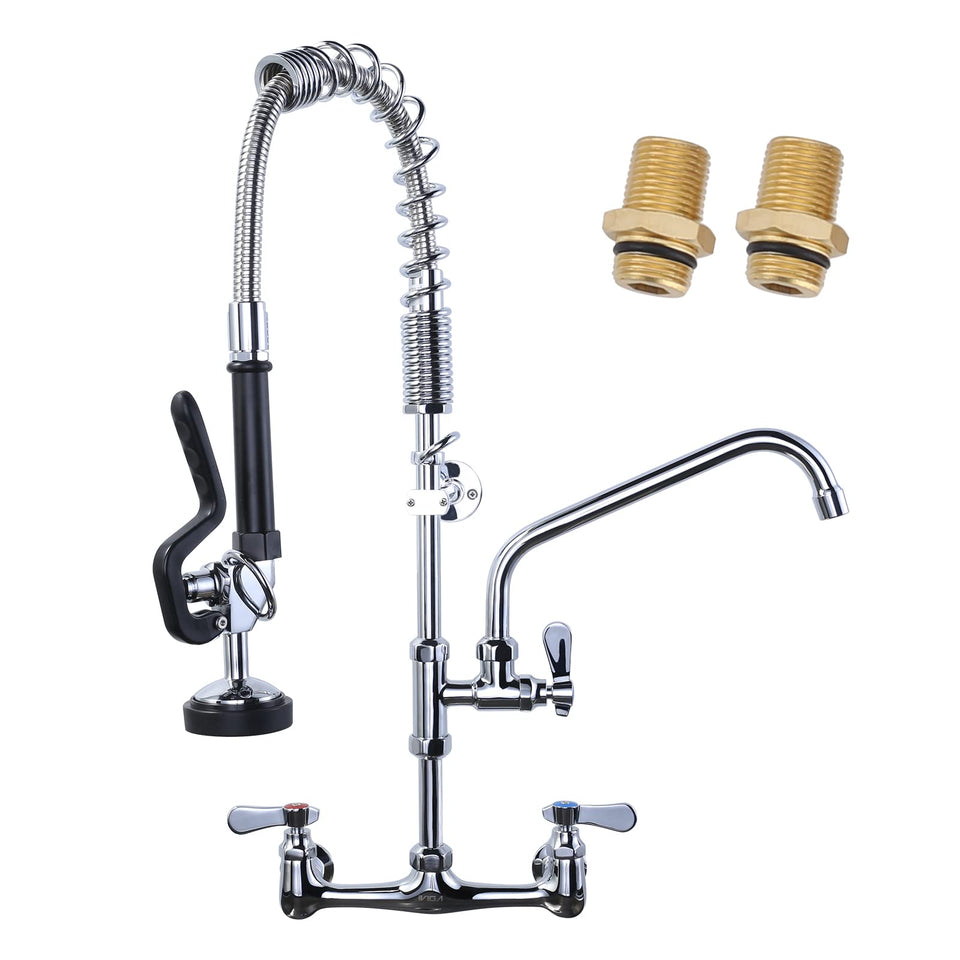 IVIGA wall-mount pre-rinse faucet with sprayer for efficient dish prep.