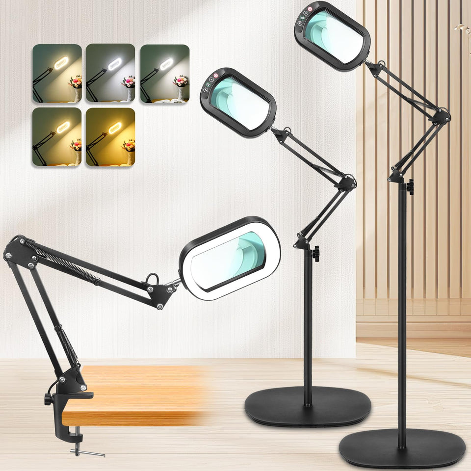 IVMAIE 12X magnifying glass with light and stand for precise viewing
