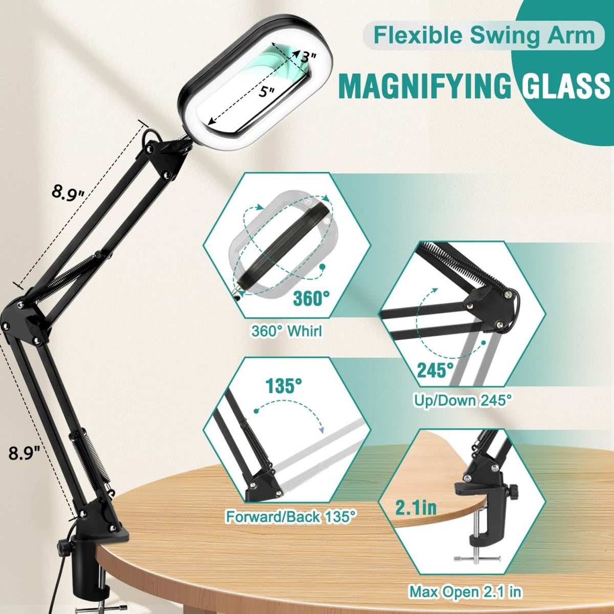 IVMAIE 360-degree light head angles illumination from any side