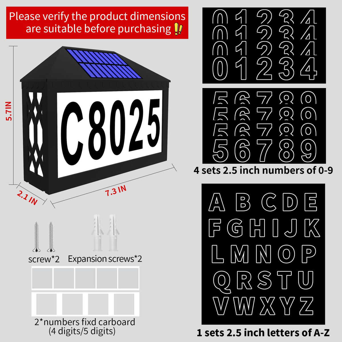 IVWVI address sign LED illumination enhances readability after dark.