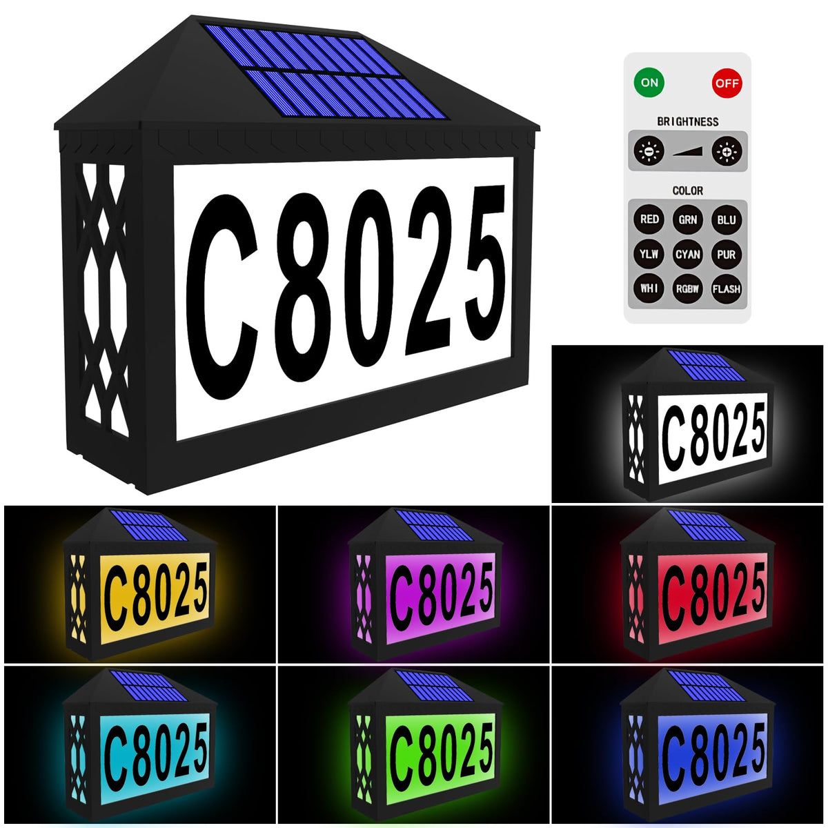 IVWVI solar house numbers illuminate the front for clear nighttime readability.
