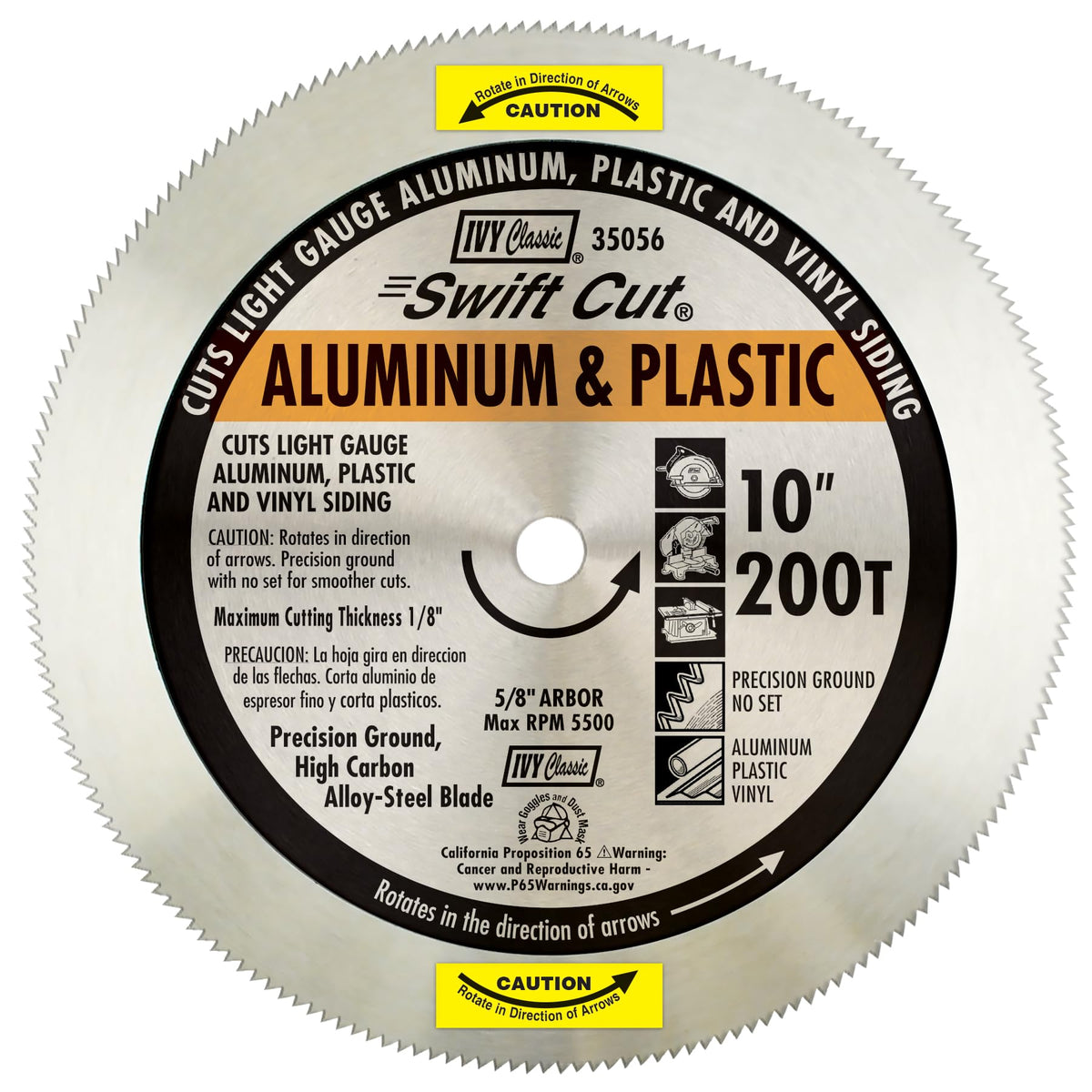 IVY Classic Swift Cut 10-inch blade for light aluminum and plastics.