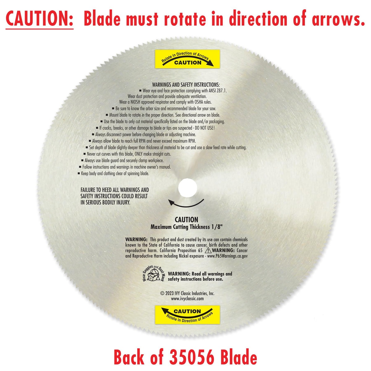IVY Classic Swift Cut 5/8-inch arbor for broad compatibility with saws.