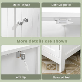 Iwell white under-sink cabinet complements small bathrooms with clean lines and practical storage.