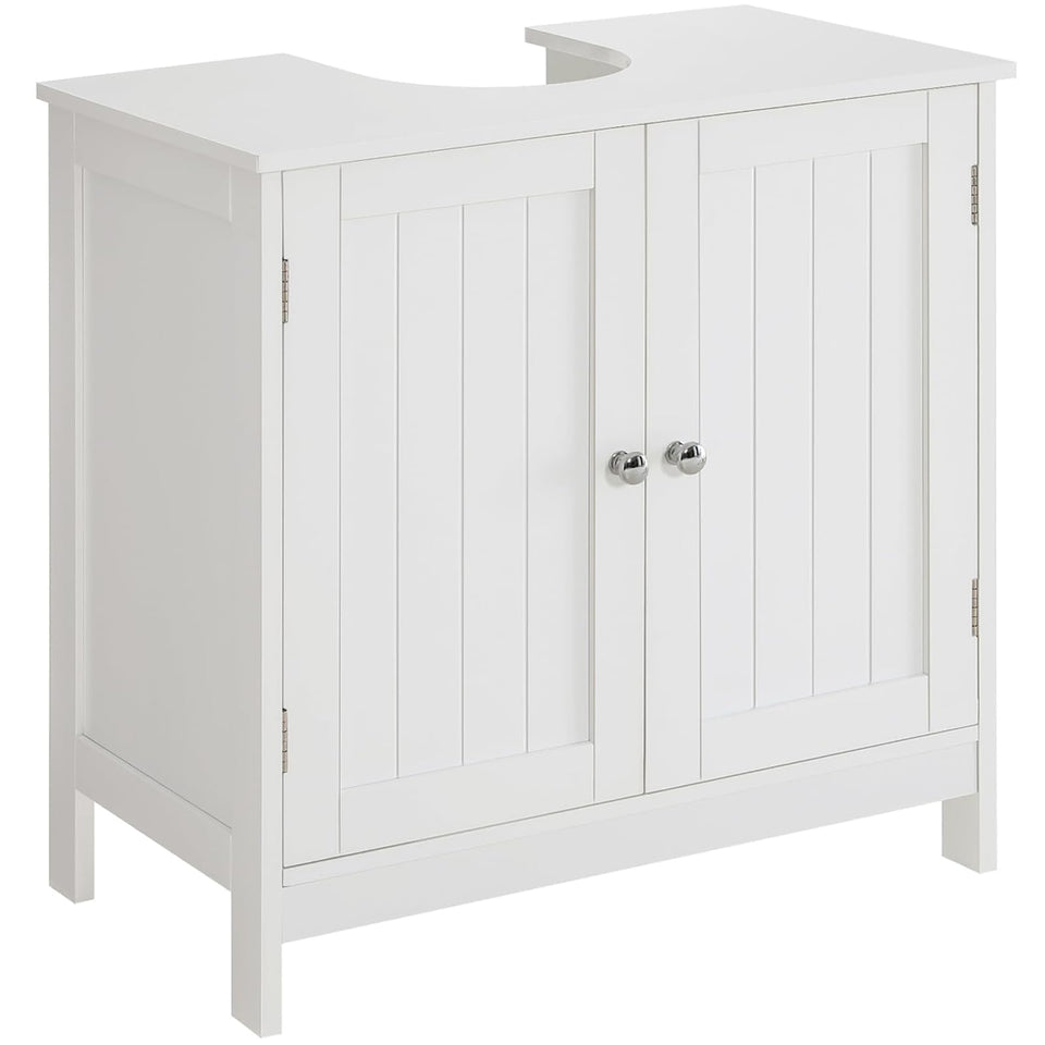 Iwell pedestal sink storage cabinet with two doors keeps essentials organized.