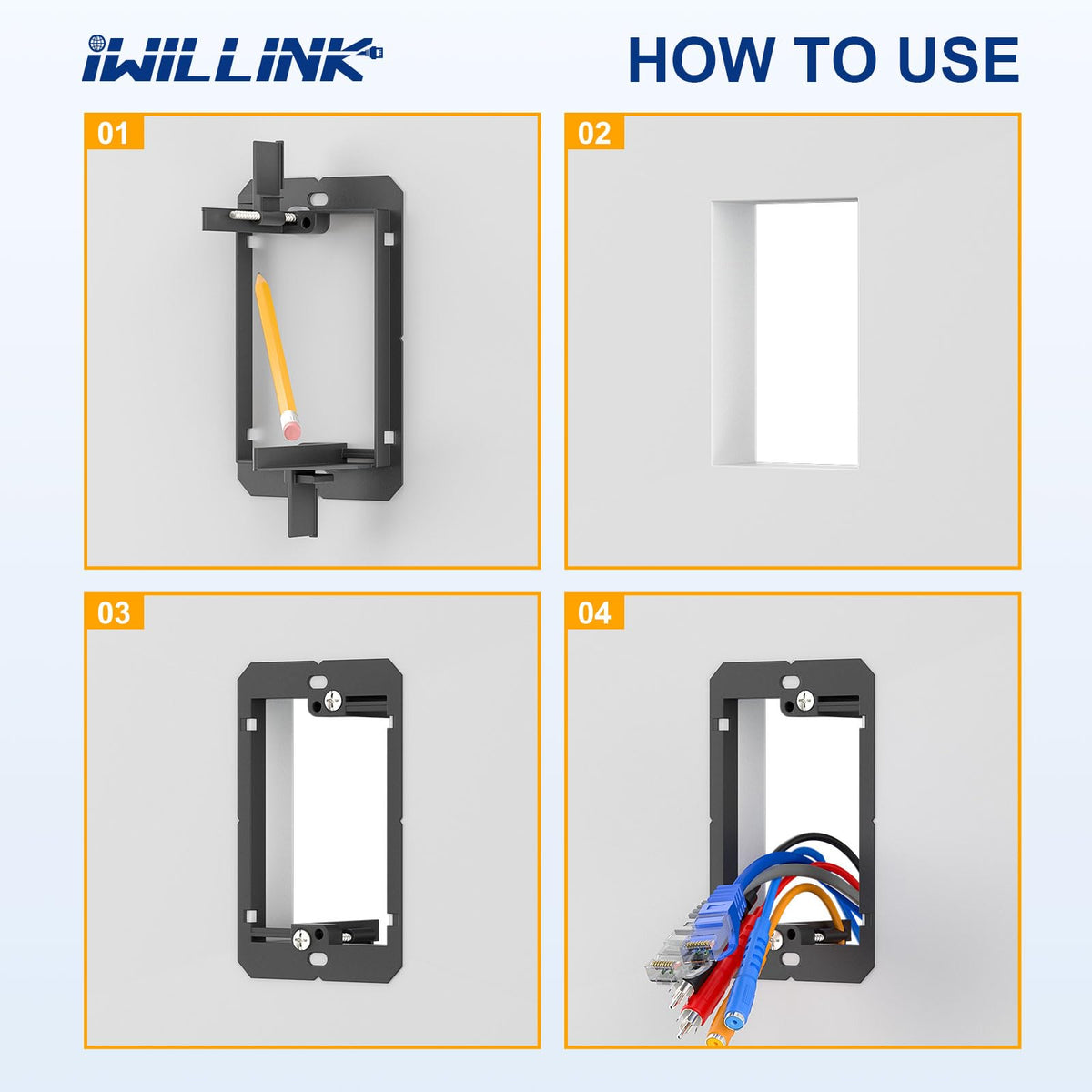 Iwillink bracket compatible with HDMI, coaxial, speaker wires for versatile use.