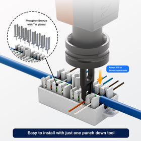 iwillink krone punch-down ethernet box showing gold-plated contacts for reliable signal
