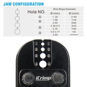 IWISS CRW-35 cutter trims wire rope up to 1/8 inch with clean ends.
