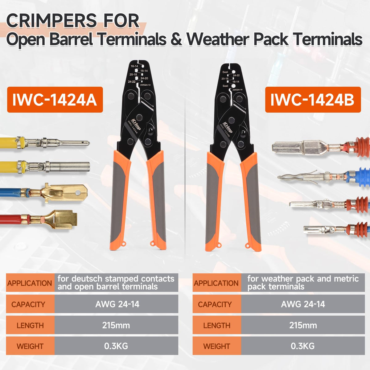 IWISS iCrimp Deutsch crimp tool IWD-16 for Deutsch DT family connectors.