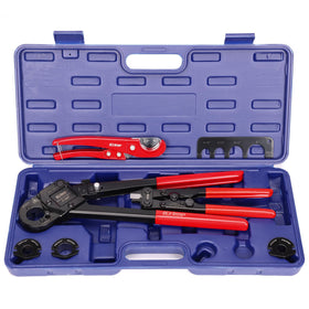 IWISS iCrimp angle-head tool reaches tight spaces for secure PEX crimps.