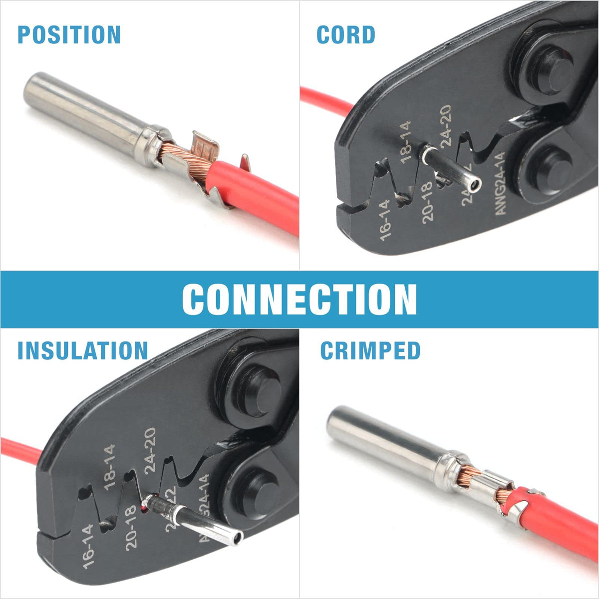 IWISS iCrimp compatible with 24-14 AWG motorcycle and automotive wiring