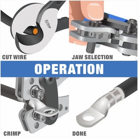 IWISS iCrimp battery lug attachment close-up for strong electrical joints