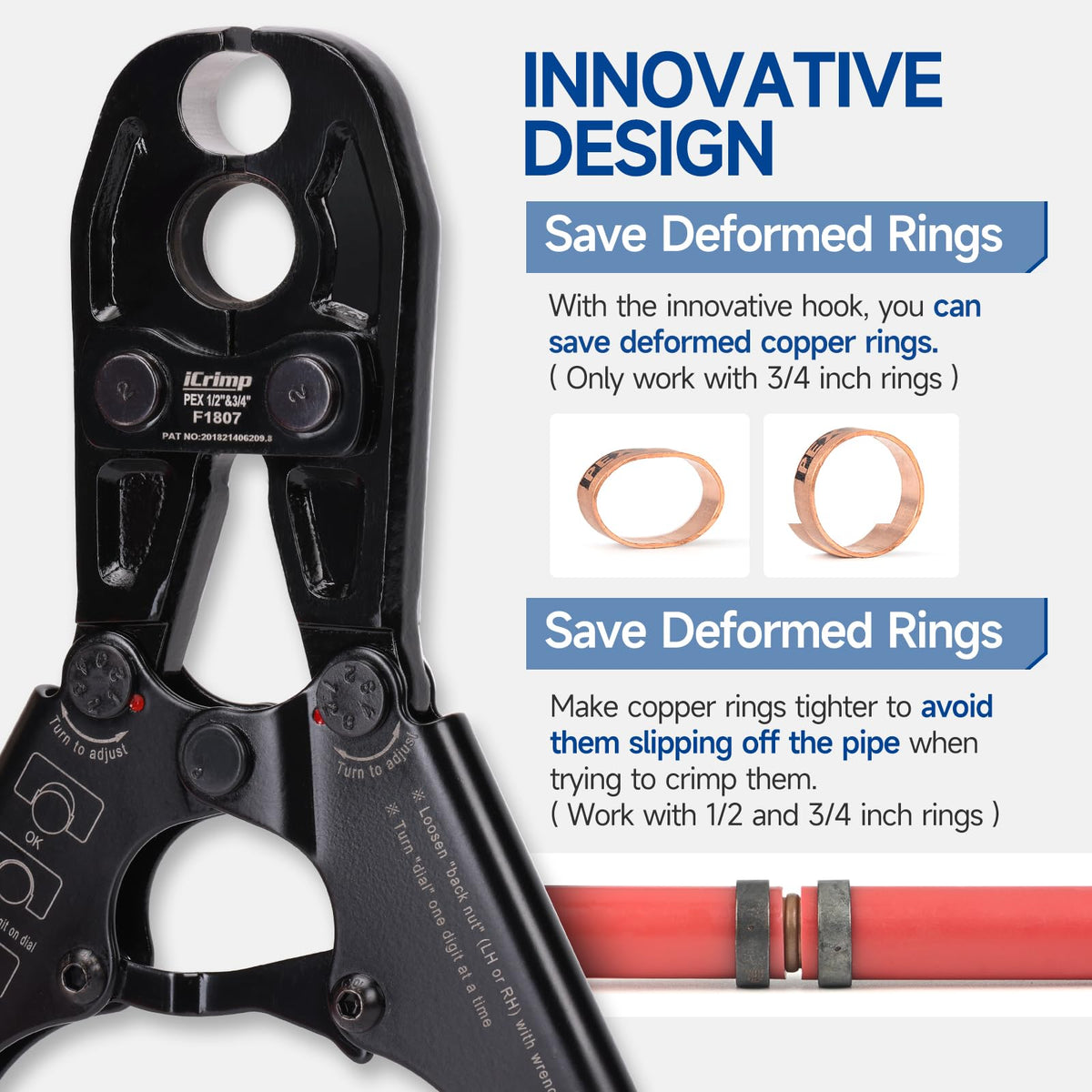 IWISS iCrimp Combo Kit includes PEX tubing cutter for clean cuts.