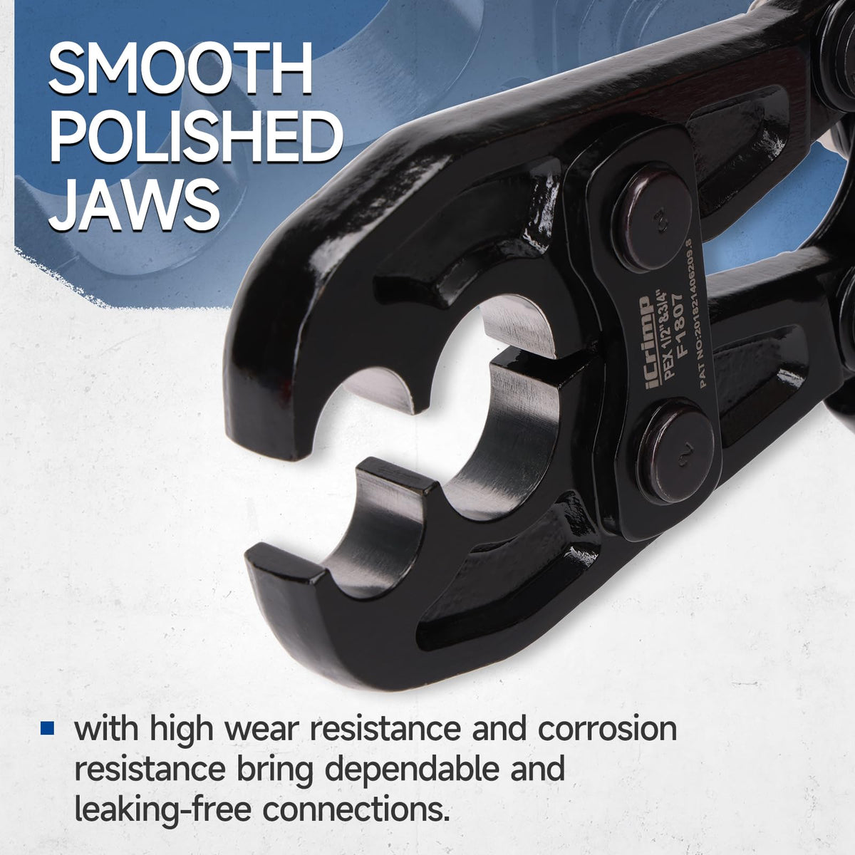 IWISS iCrimp polished jaws prevent copper-ring damage during crimping.