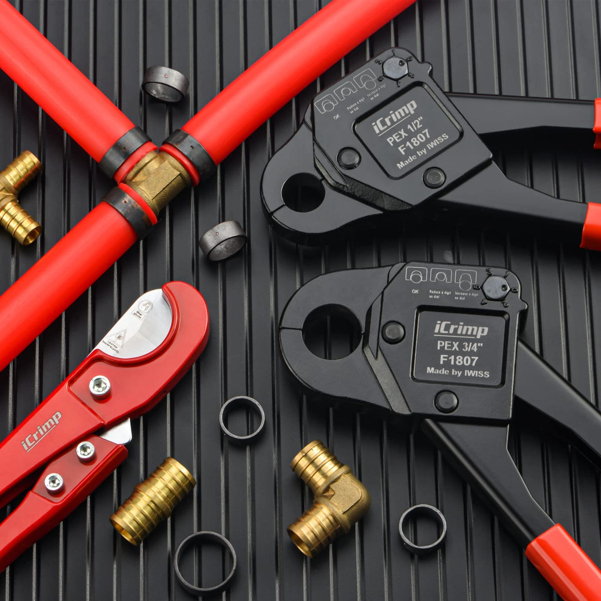 Complete IWISS iCrimp kit supports reliable PEX pipe work.