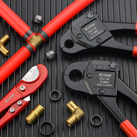 Complete IWISS iCrimp kit supports reliable PEX pipe work.