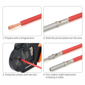 IWISS IWD-1620 crimping Deutsch DT and circular connector contacts