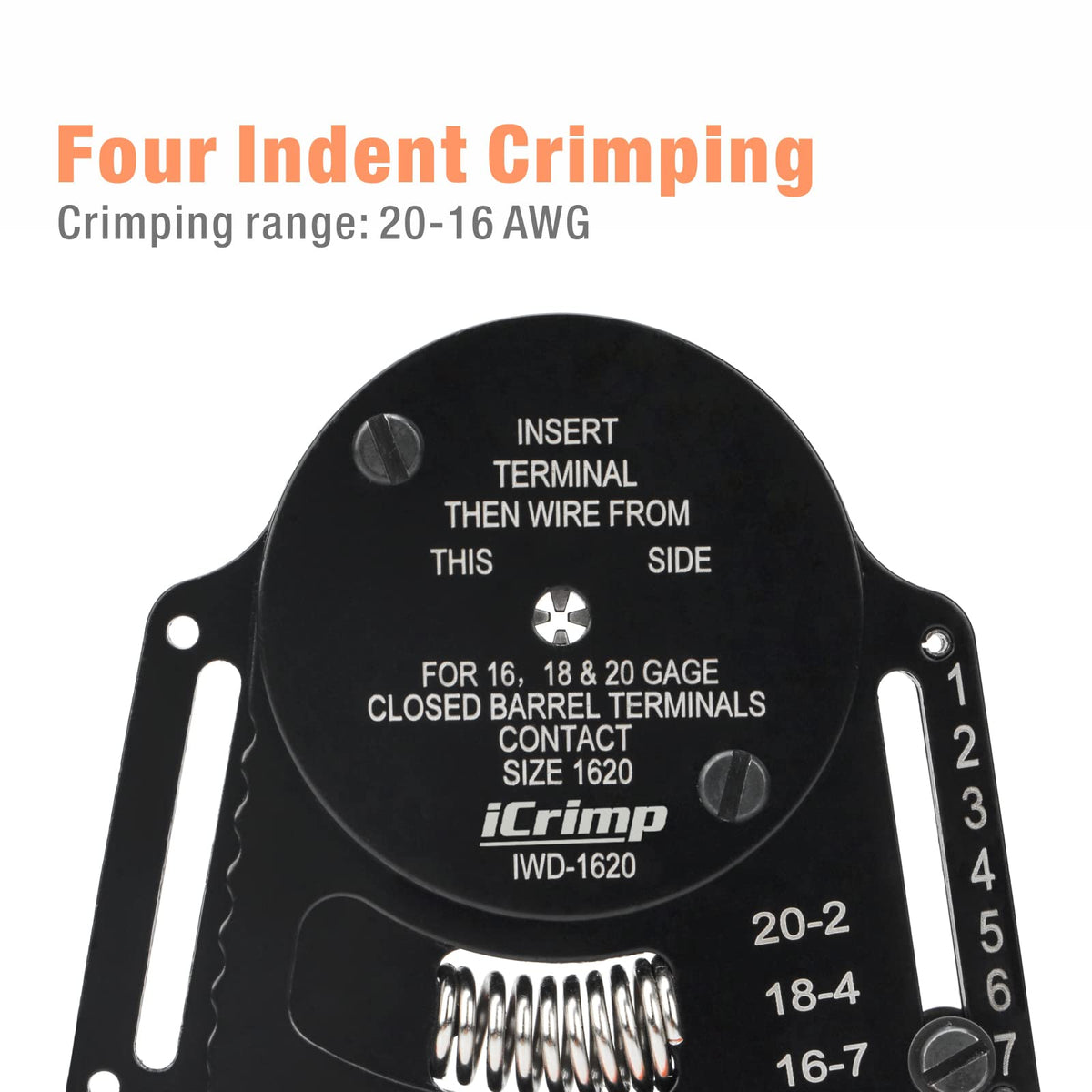 Ratcheting mechanism on IWISS IWD-1620 ensures consistent crimps