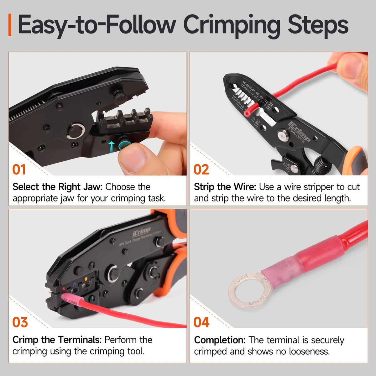IWISS iCrimp insulated ferrule jaw ensures consistent ferrule crimps.